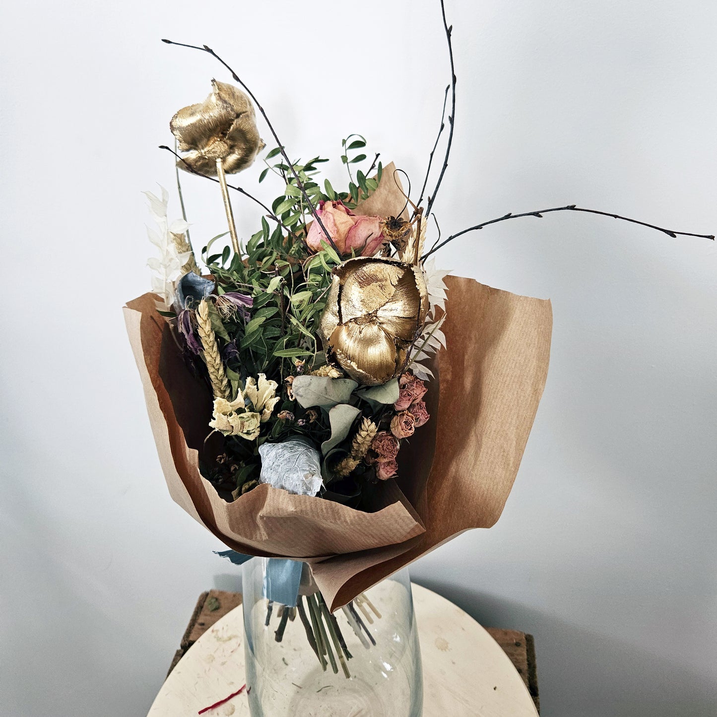 Naturalistic Golden Dried Bouquet
