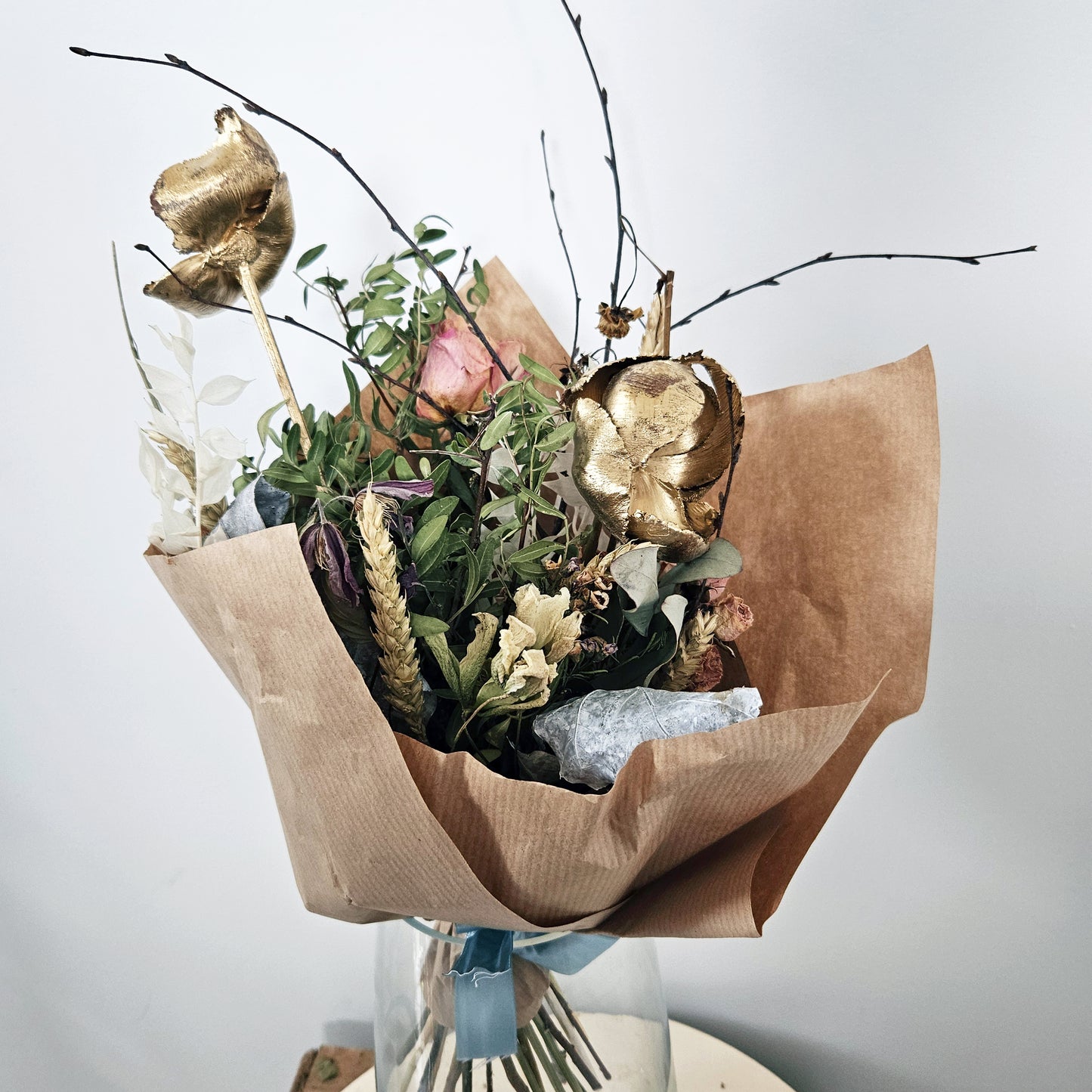 Naturalistic Golden Dried Bouquet