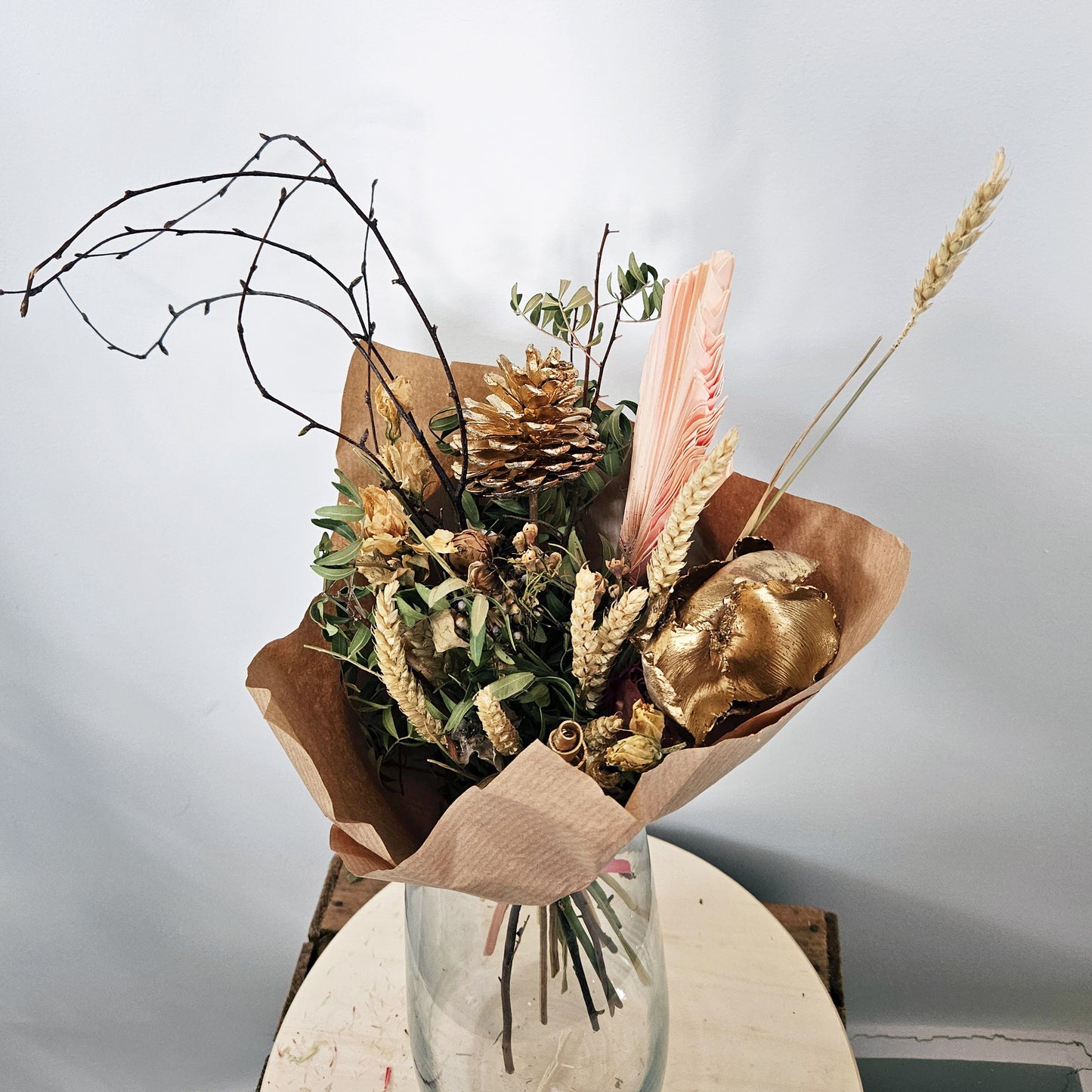 Naturalistic Golden Dried Bouquet