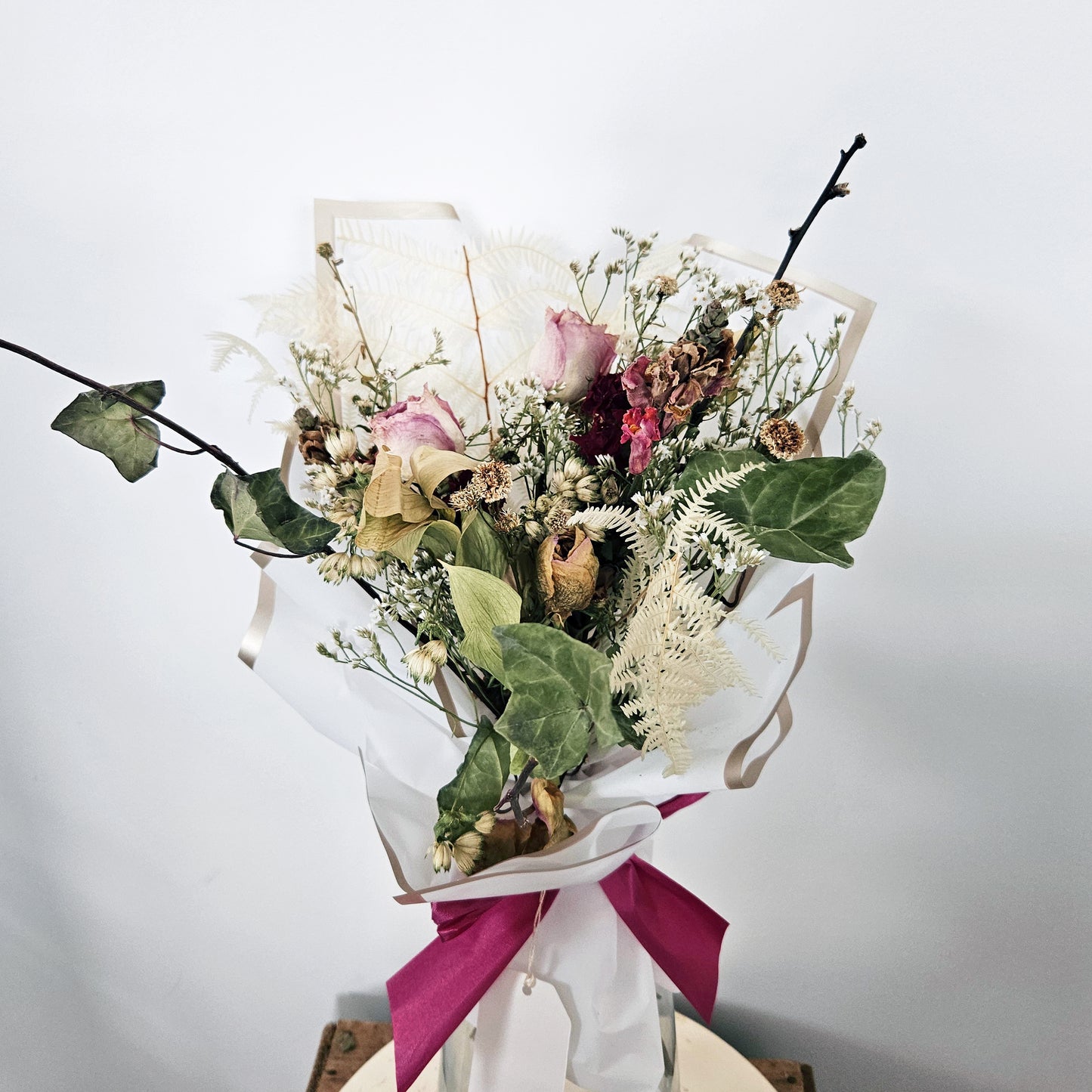Pink Dried Rose Bouquet