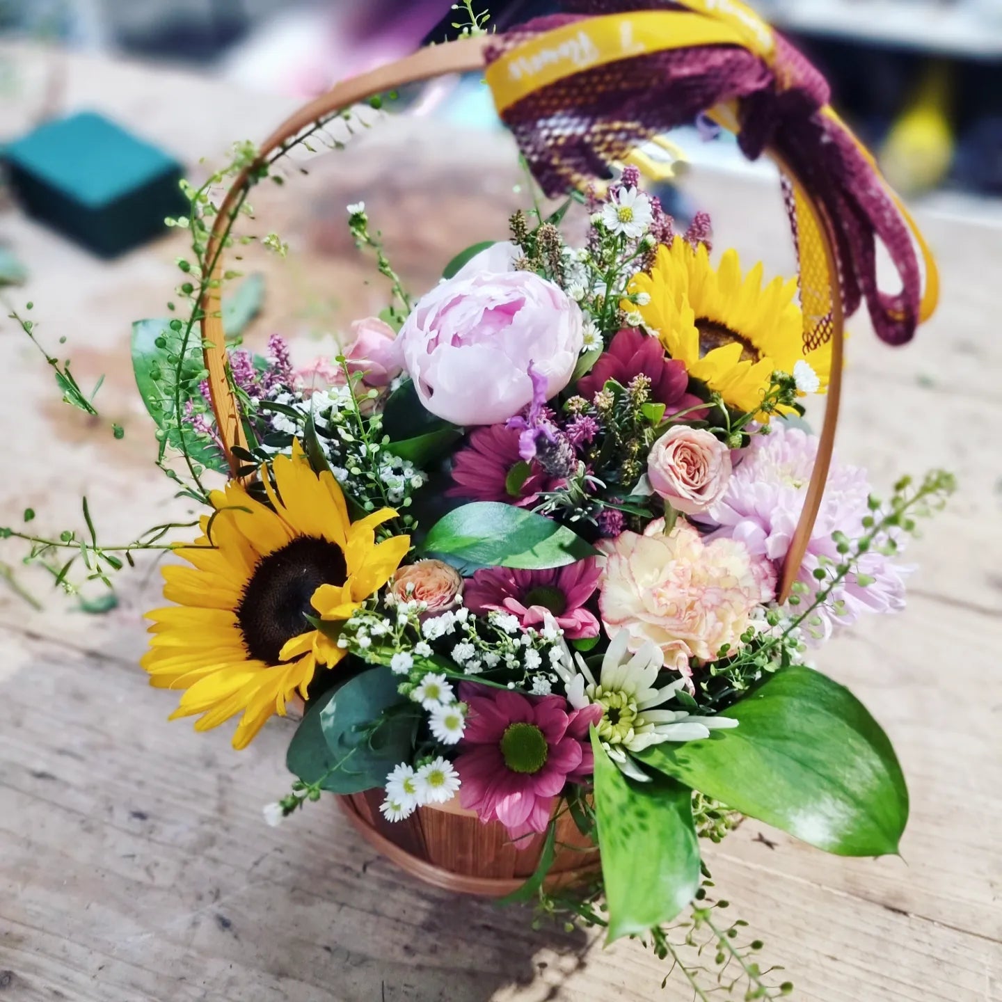 Woven Flower Basket Arrangement
