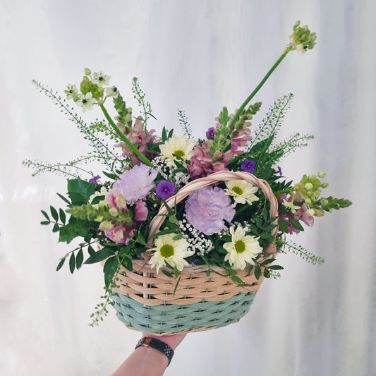 Woven Flower Basket Arrangement